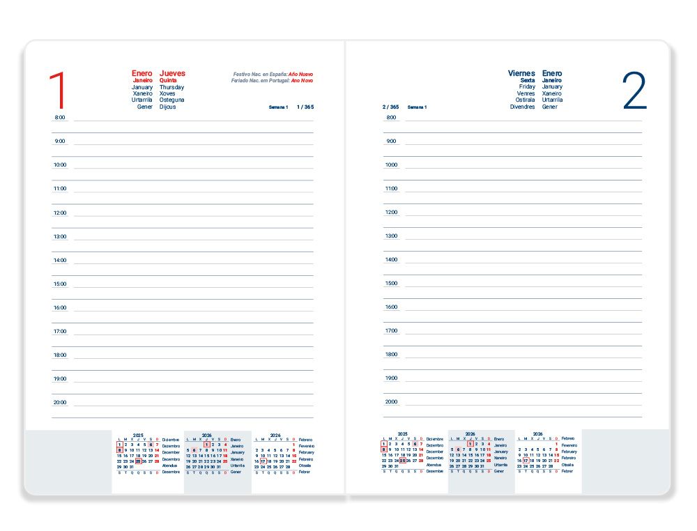 AGENDA ANILLAS LIDERPAPEL TARENTO 150X210 MM 2026 DIA PAGINA PAPEL 70 GR FSC