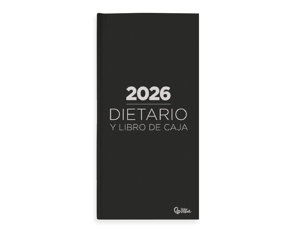 DIETARIO LIDERPAPEL 2026 DOS TERCIOS 150X305 MM DIA PAGINA COLOR NEGRO PAPEL 70 GR FSC