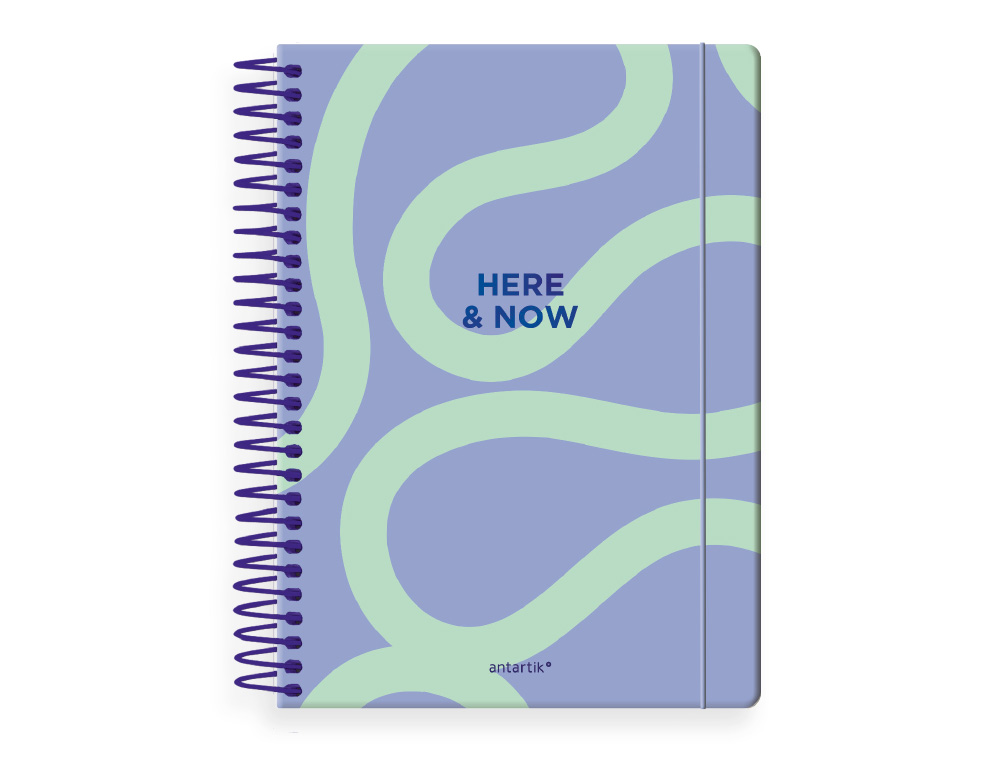 AGENDA ESPIRAL ANTARTIK HERE AND NOW A5+ 2026 DA PGINA MORADO PAPEL 80G FSC