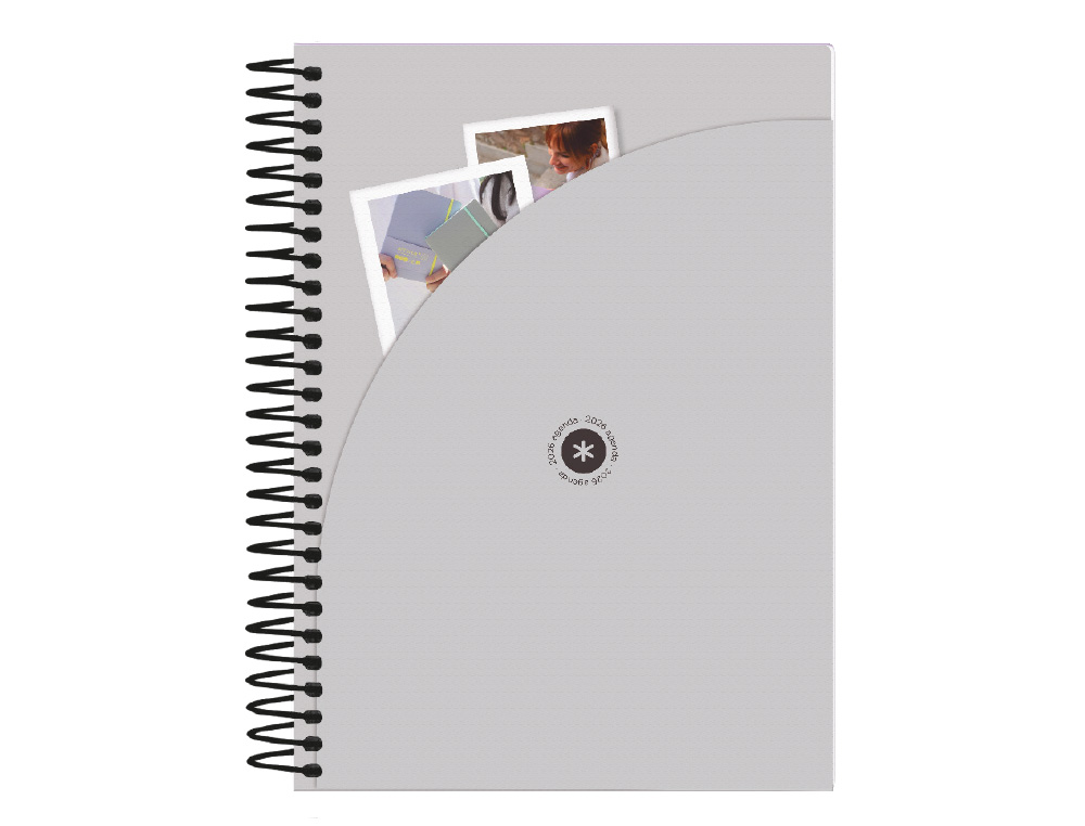 AGENDA ESPIRAL ANTARTIK MANIFEST A5+ 2026 DÍA PÁGINA NEGRO PAPEL 80G FSC