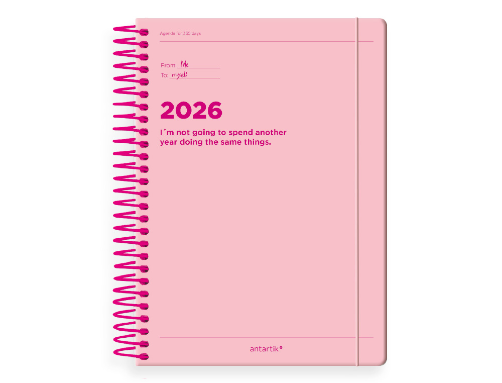 AGENDA ESPIRAL ANTARTIK MANIFEST A5+ 2026 DA PGINA ROSA PAPEL 80G FSC