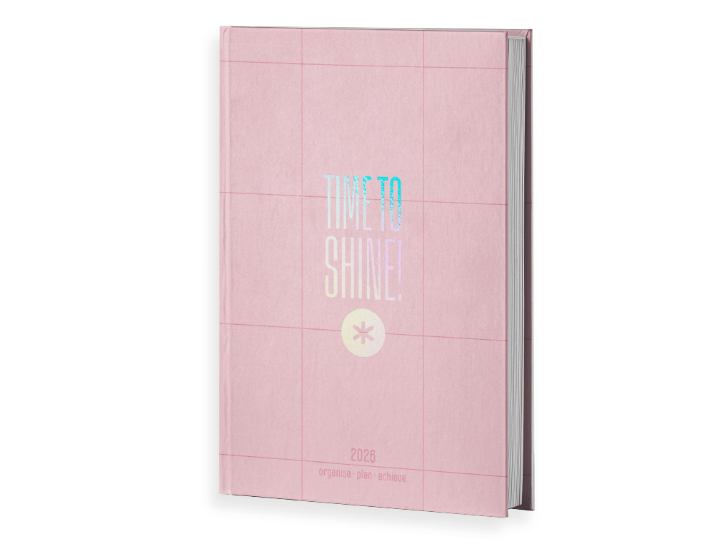 AGENDA ENCUADERNADA ANTARTIK TIME TO SHINE A5+ 2026 DA PGINA ROSA PAPEL 80G FSC