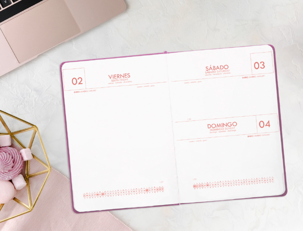 AGENDA ENCUADERNADA ANTARTIK TIME TO SHINE A5+ 2026 DA PGINA ROSA PAPEL 80G FSC