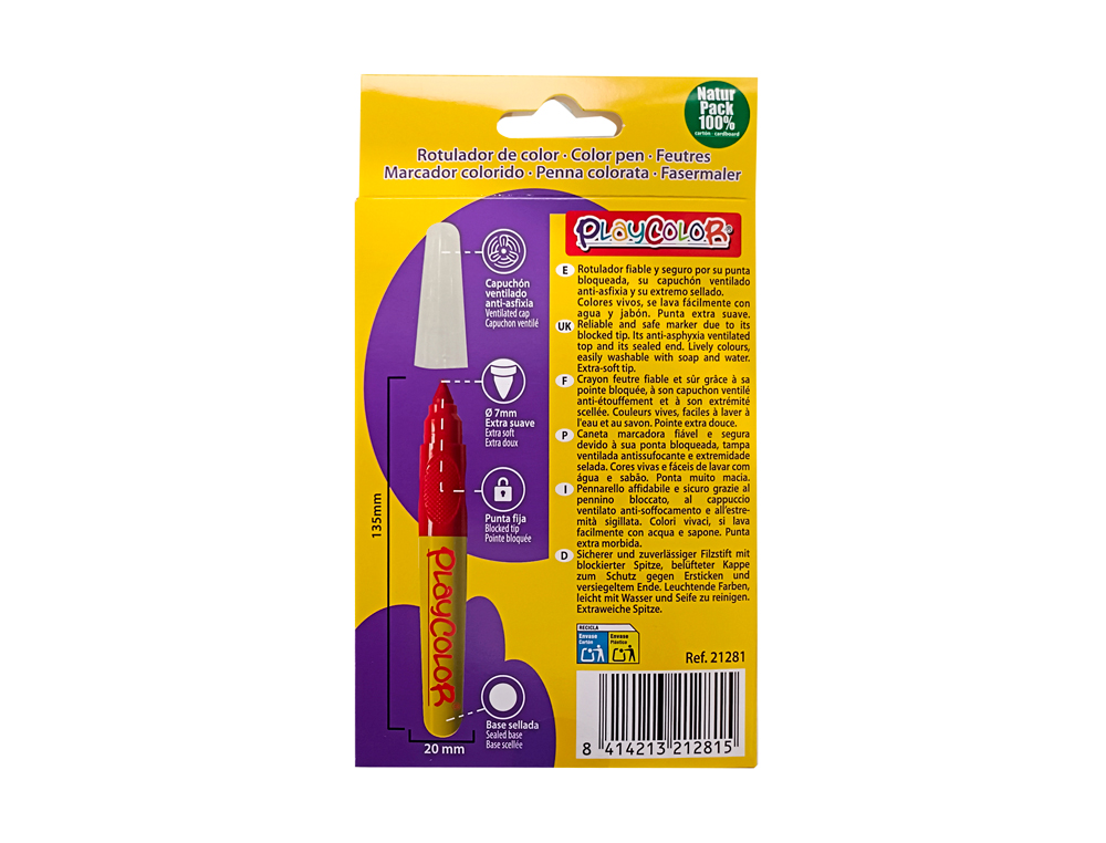 ROTULADOR PLAYCOLOR MAXI JUMBO BASIC CAJA DE 6 UNIDADES COLORES SURTIDOS