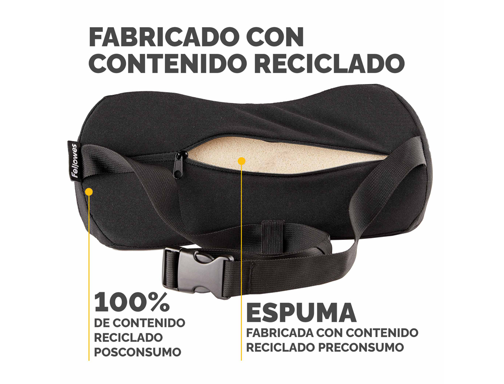 COJIN LUMBAR FELLOWES BREYTA ACOLCHADO COLOR NEGRO 170X350X60 MM