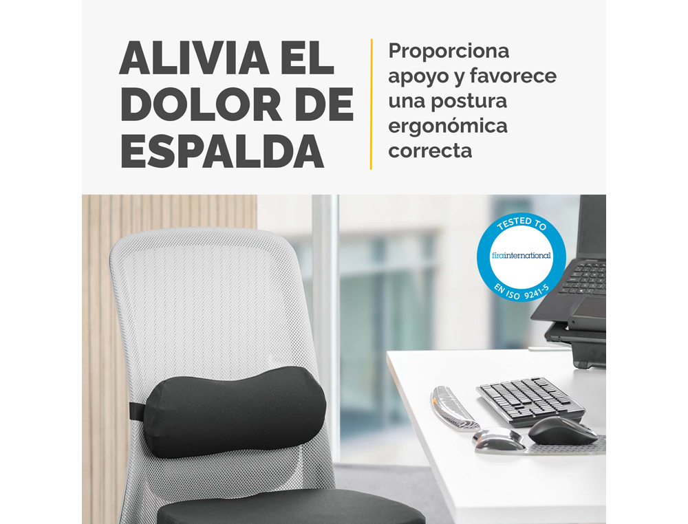 COJIN LUMBAR FELLOWES BREYTA ACOLCHADO COLOR NEGRO 170X350X60 MM