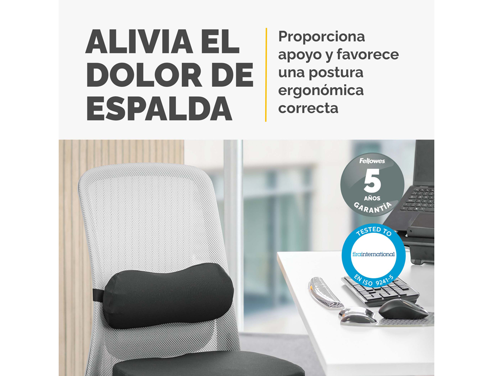 COJIN LUMBAR FELLOWES BREYTA ACOLCHADO COLOR NEGRO 170X350X60 MM