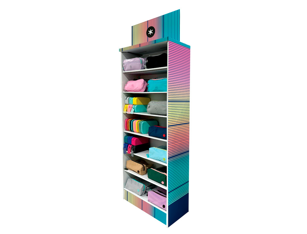ESTUCHE PORTATODO ANTARTIK EXPOSITOR DE SUELO CARTON CON 102 UNIDADES SURTIDAS 30X150X55 CM