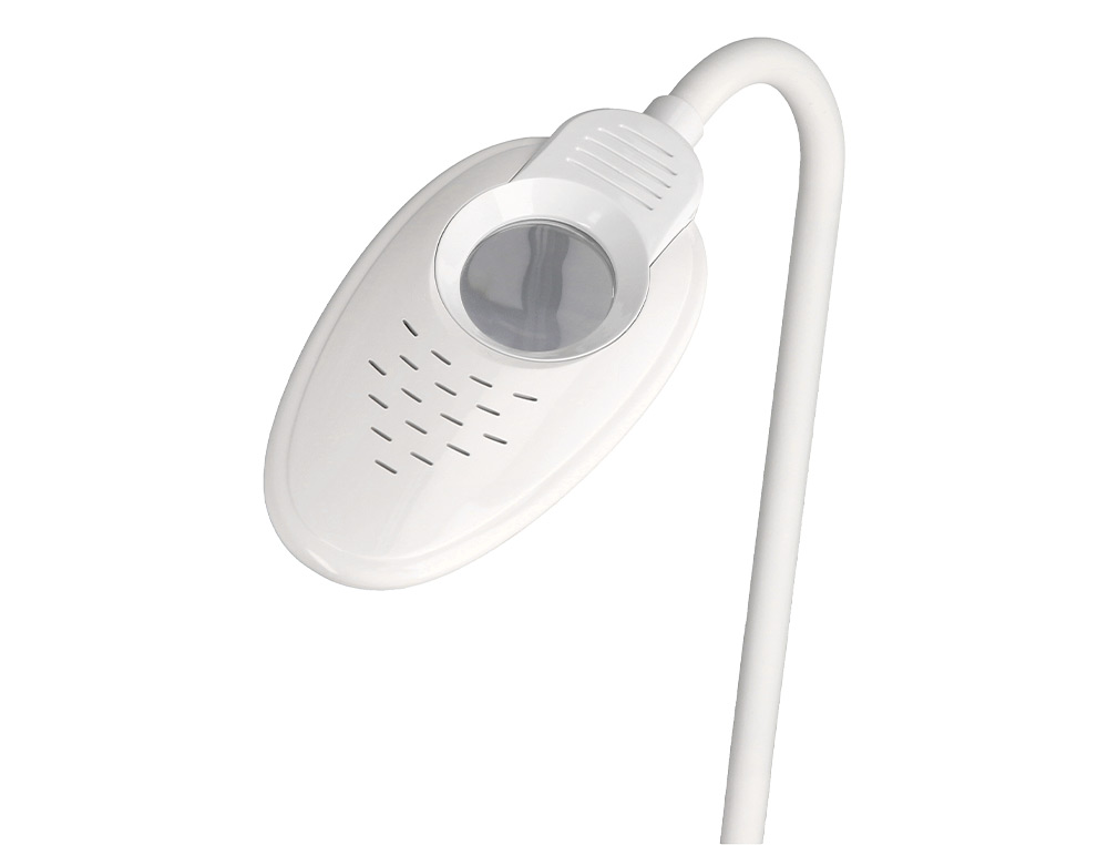 LAMPARA DE ESCRITORIO Q-CONNECT LED 5W 250 LM SENSOR 3 NIVELES COLOR CON LUPA ILUMINACION AJUSTABLE BLANCO