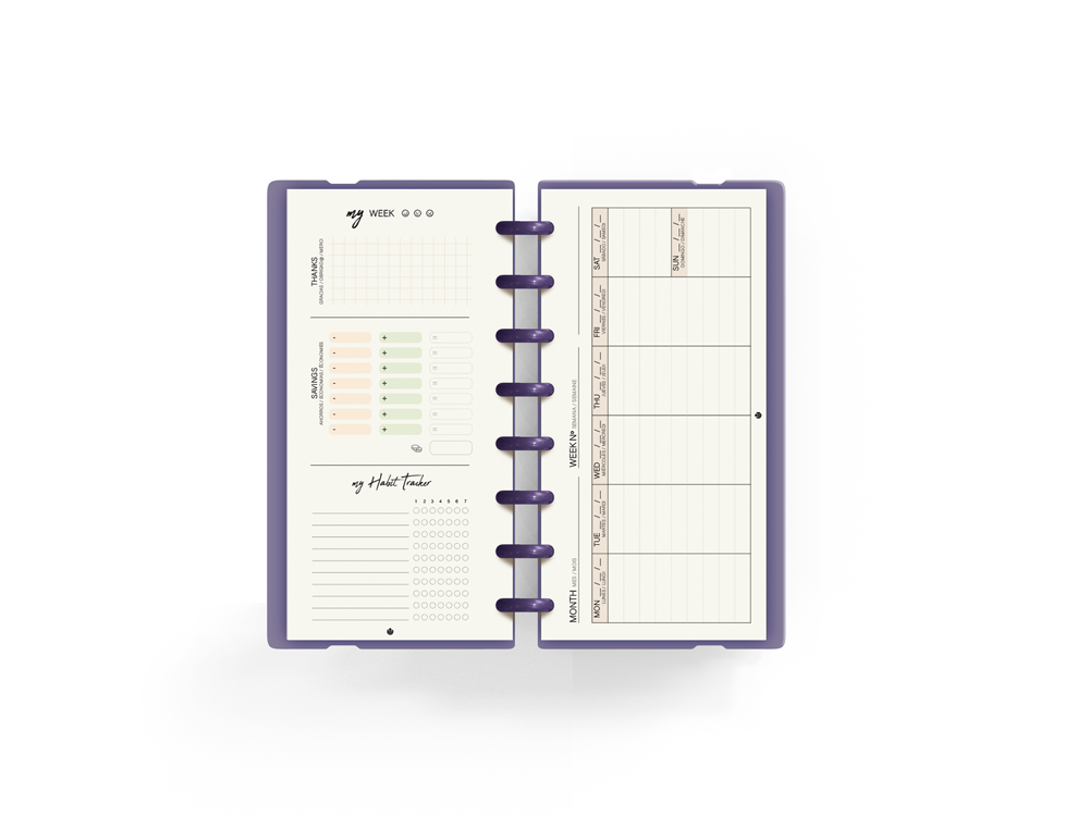 PLANIFICADOR CARCHIVO INGENIOX MY WEEK CHECK LIST MY WEEK SEMANAL MALVA 105X210 MM