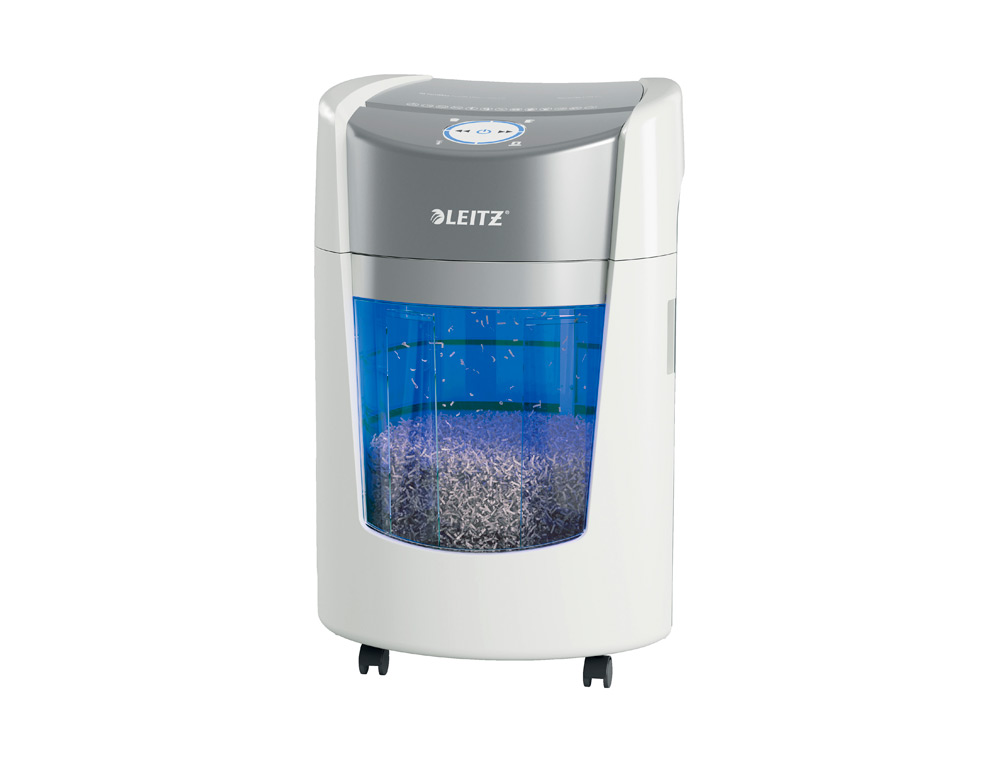 DESTRUCTORA DE DOCUMENTOS LEITZ OPTIMAX 350 SMALL OFFICE P5 CAPACIDAD CORTE 8 HOJAS DESTRUYE GRAPAS CLIPS