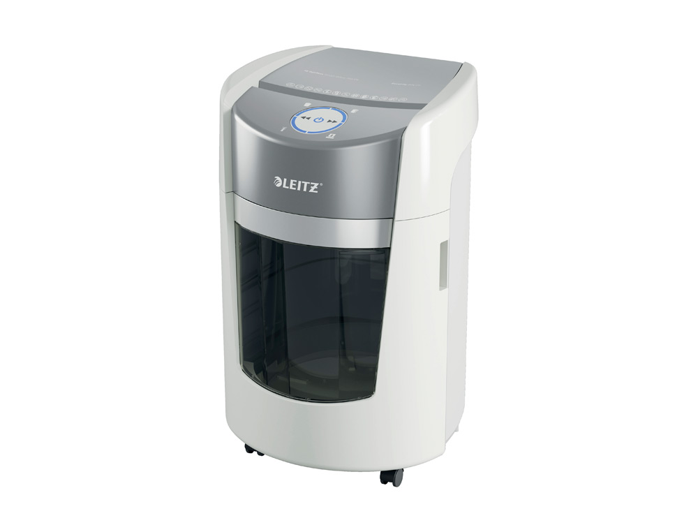 DESTRUCTORA DE DOCUMENTOS LEITZ OPTIMAX 350 SMALL OFFICE P5 CAPACIDAD CORTE 8 HOJAS DESTRUYE GRAPAS CLIPS