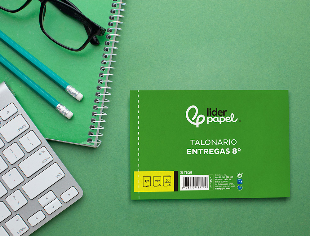 TALONARIO LIDERPAPEL ENTREGAS 8º ORIGINAL Y 2 COPIAS T328 APAISADO