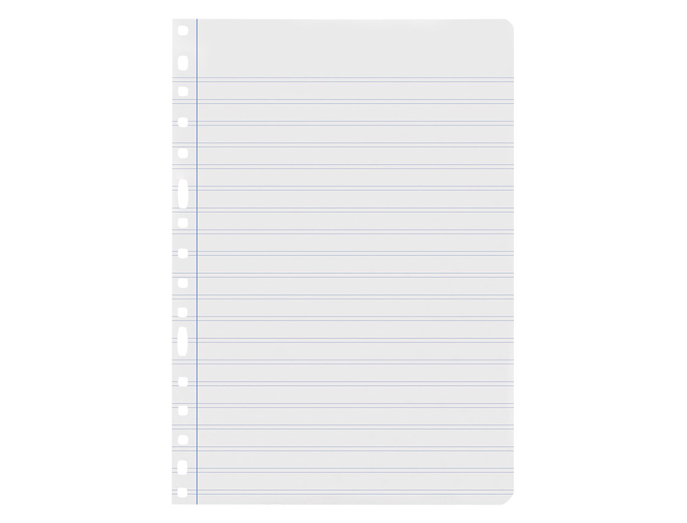 RECAMBIO LIDERPAPEL FOLIO 100 HOJAS 60GR PAUTA 5 2.5MM CON MARGEN 16 TALADROS