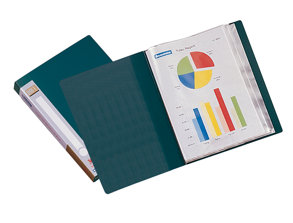 CARPETA LIDERPAPEL PERSONALIZA 31703 10 FUNDAS POLIPROPILENO DIN A4 VERDE LOMO PERSONALIZABLE
