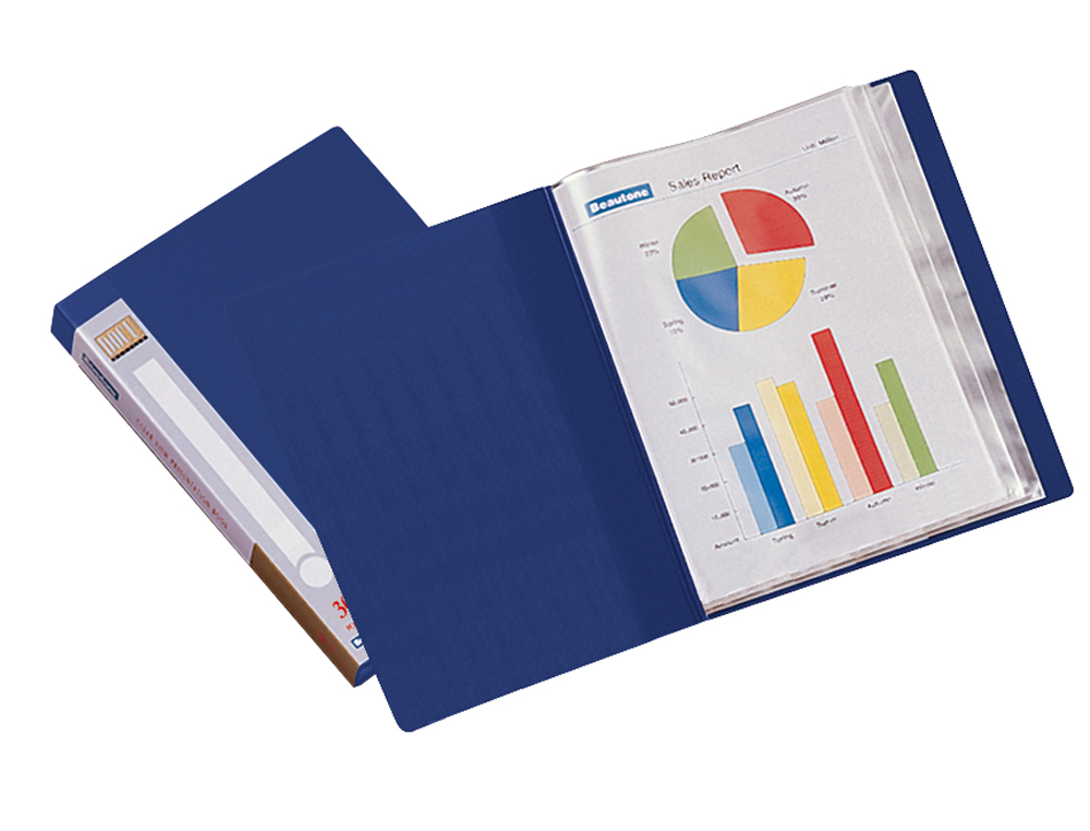 CARPETA LIDERPAPEL PERSONALIZA 37022 30 FUNDAS POLIPROPILENO DIN A4 AZUL LOMO PERSONALIZABLE