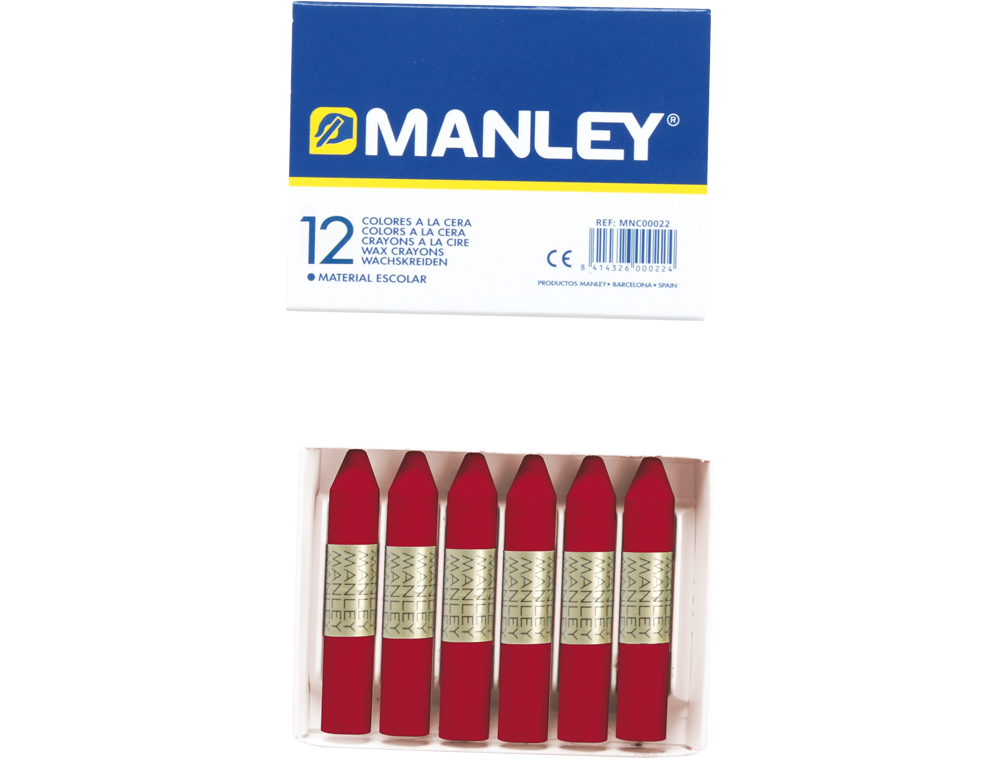 LAPICES CERA MANLEY UNICOLOR CARMIN N.10 CAJA DE 12 UNIDADES