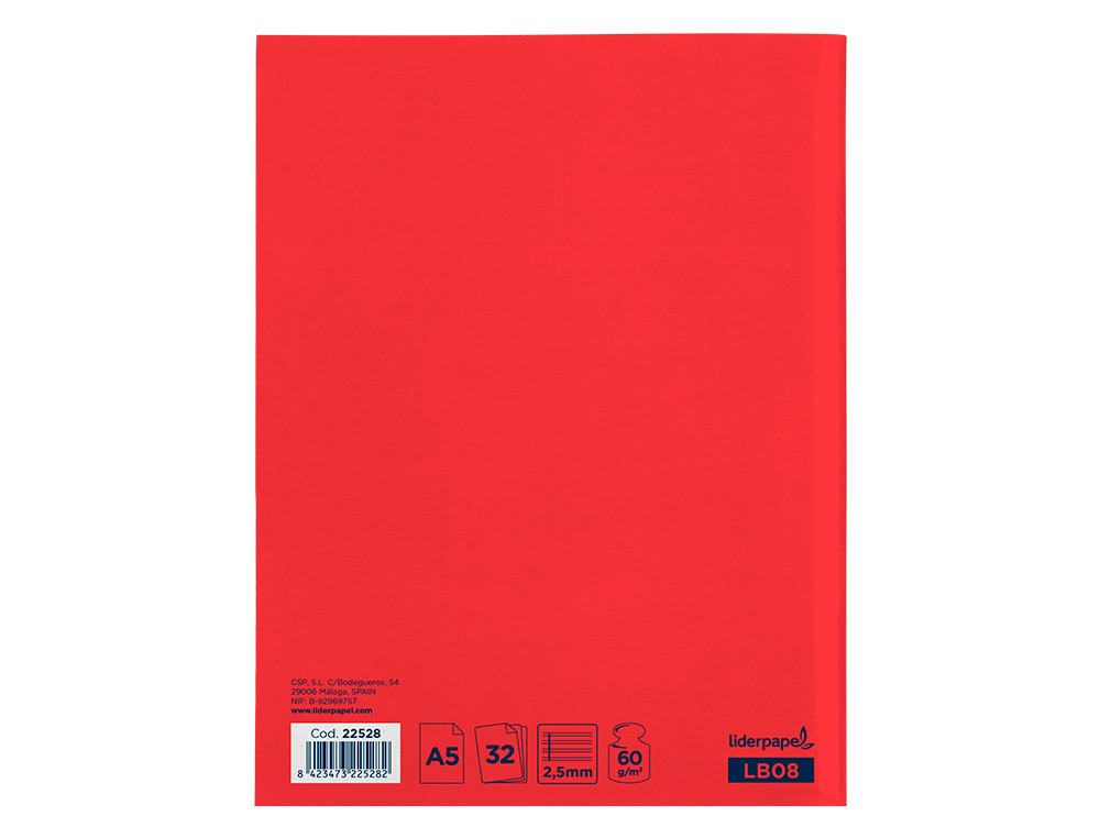 LIBRETA LIDERPAPEL SMART A5 32 HOJAS 60G/M2CUADRO PAUTA 5ª 2.5MM CON MARGEN