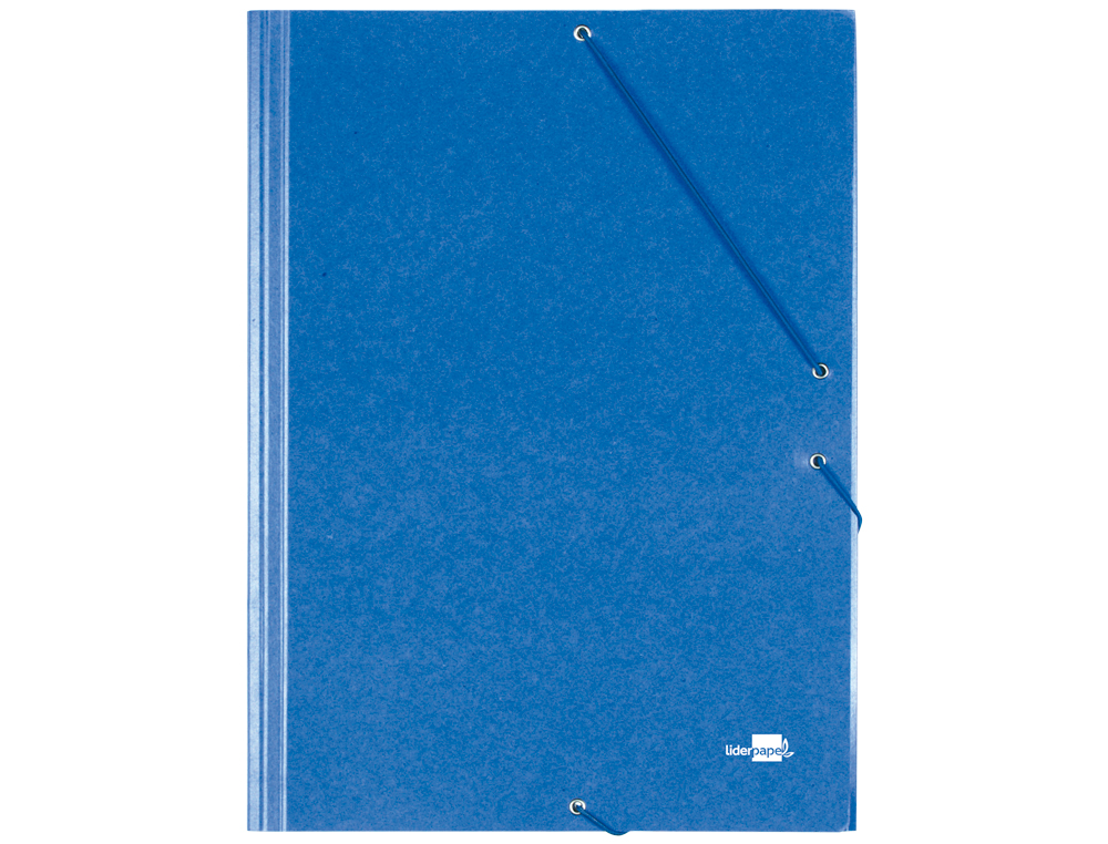 CARPETA LIDERPAPEL GOMAS TRES SOLAPAS CARTON PRESPAN FOLIO COLOR AZUL