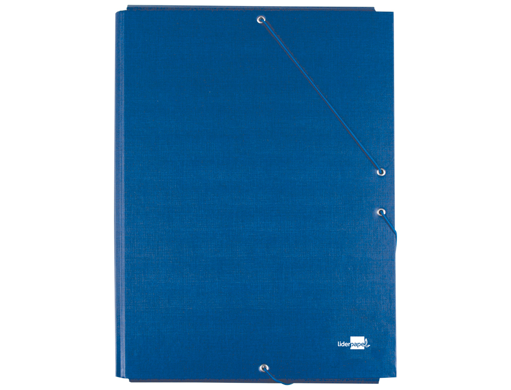CARPETA LIDERPAPEL GOMAS TRES SOLAPAS CARTON FORRADO FOLIO COLOR AZUL