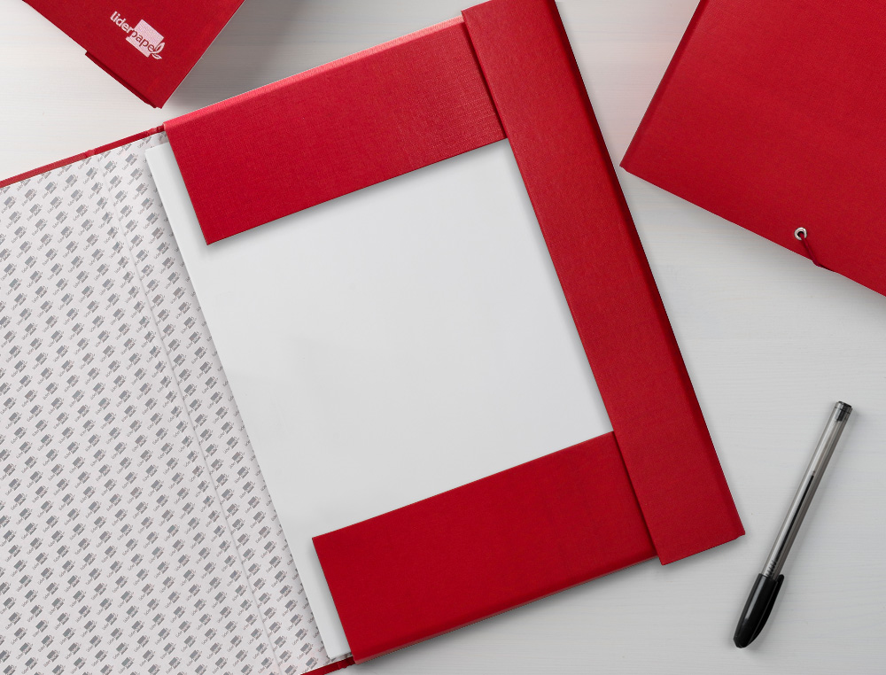 CARPETA PROYECTOS LIDERPAPEL FOLIO LOMO 50MM CARTON FORRADOROJA