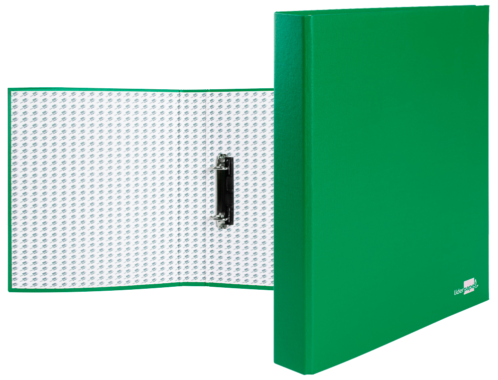 CARPETA DE 2 ANILLAS 25MM MIXTAS LIDERPAPEL FOLIO CARTON FORRADO PAPER COAT COMPRESOR PLASTICO VERDE