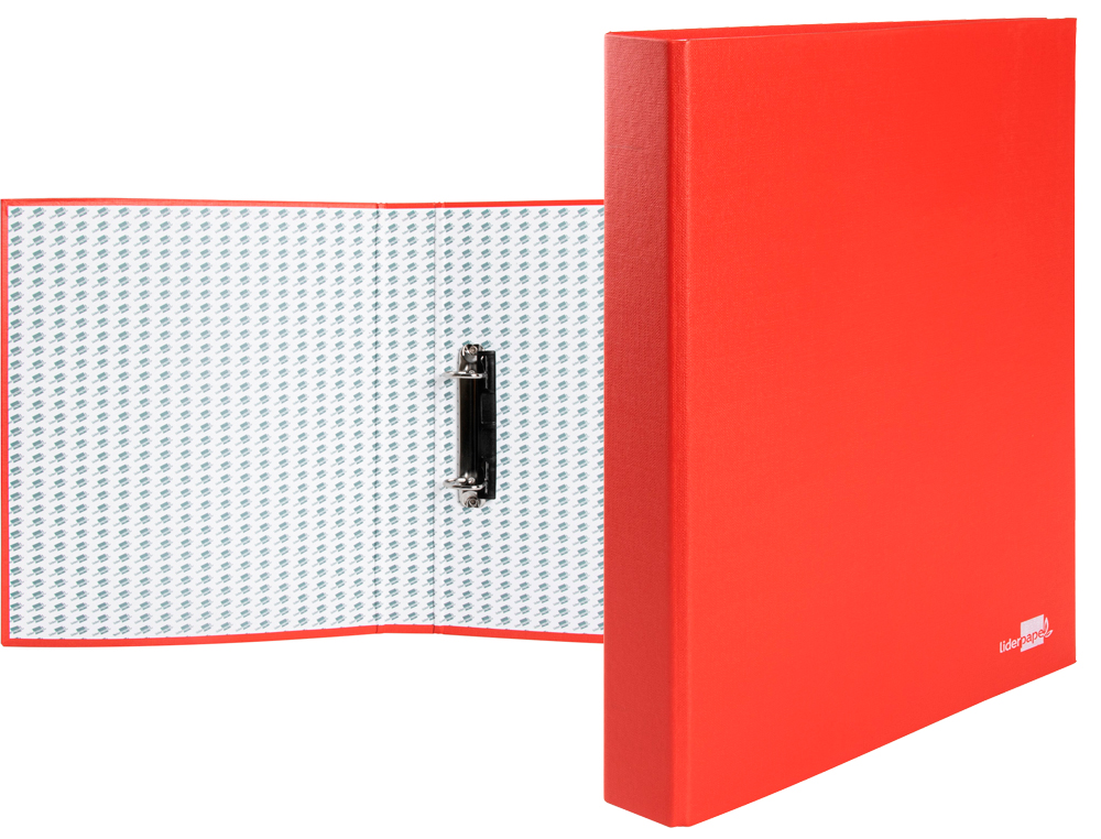 CARPETA DE 2 ANILLAS 25MM MIXTAS LIDERPAPEL FOLIO CARTON FORRADO PAPER COAT COMPRESOR PLASTICO ROJA