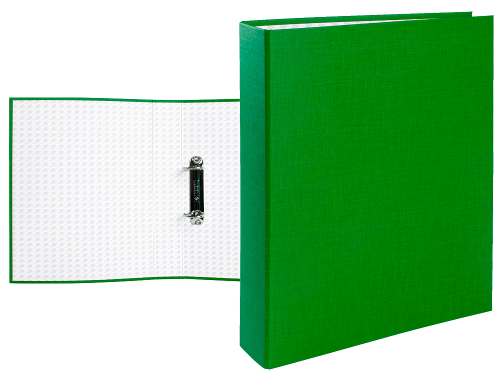 CARPETA DE 2 ANILLAS 40MM MIXTAS LIDERPAPEL FOLIO CARTON FORRADO PAPER COAT COMPRESOR PLASTICO VERDE