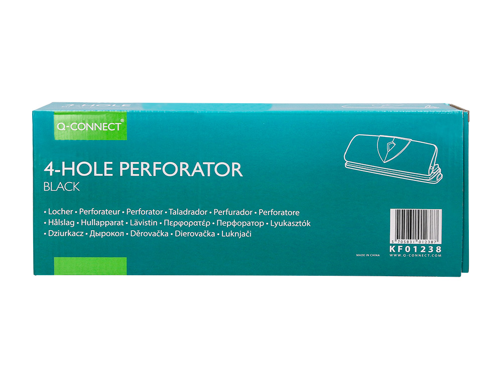 TALADRADOR Q-CONNECT KF01238 NEGRO 4 TALADROS ABERTURA 1,6 MM CAPACIDAD 16 HOJAS