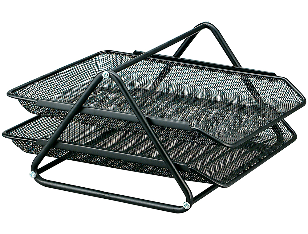 BANDEJA SOBREMESA METALICA Q-CONNECT REJILLA GXA100 NEGRA 2 BANDEJAS MOVIBLES 300X185X350 MM
