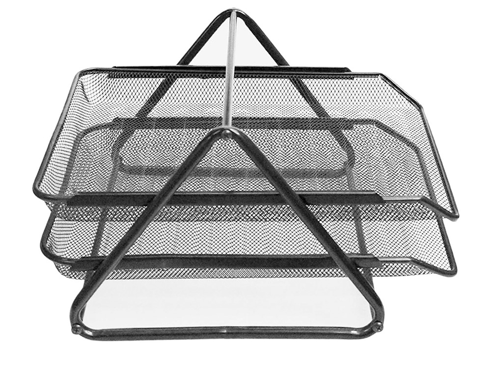 BANDEJA SOBREMESA METALICA Q-CONNECT REJILLA GXA100 NEGRA 2 BANDEJAS MOVIBLES 300X185X350 MM