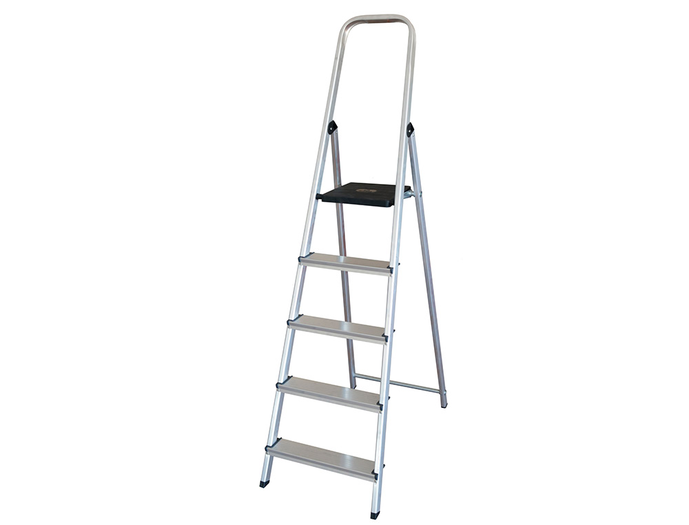 ESCALERA Q-CONNECT DE ALUMINIO 5 PELDAOS 1062X483X1675 MM PESO MAXIMO 150 KG EN-131
