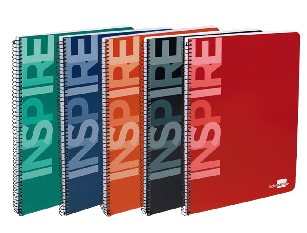 CUADERNO ESPIRAL LIDERPAPEL FOLIO INSPIRE TAPA DURA 80H 60 GR HORIZONTAL CON MARGEN COLORES SURTIDOS