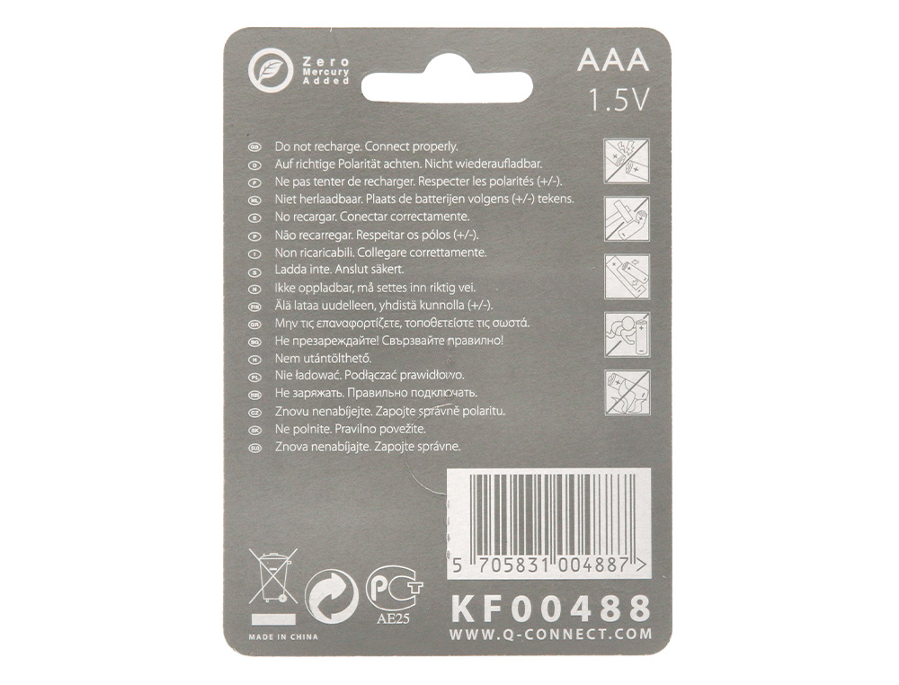 PILA Q-CONNECT ALCALINA AAA BLISTER CON 4 UNIDADES