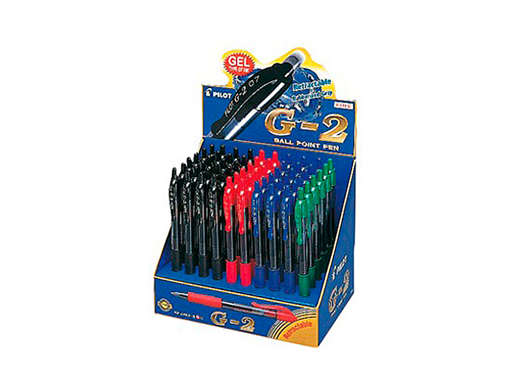 BOLIGRAFO PILOT G-2 TINTA GEL RETRACTIL SUJECION DE CAUCHO EXPOSITOR DE 60 UNIDADES