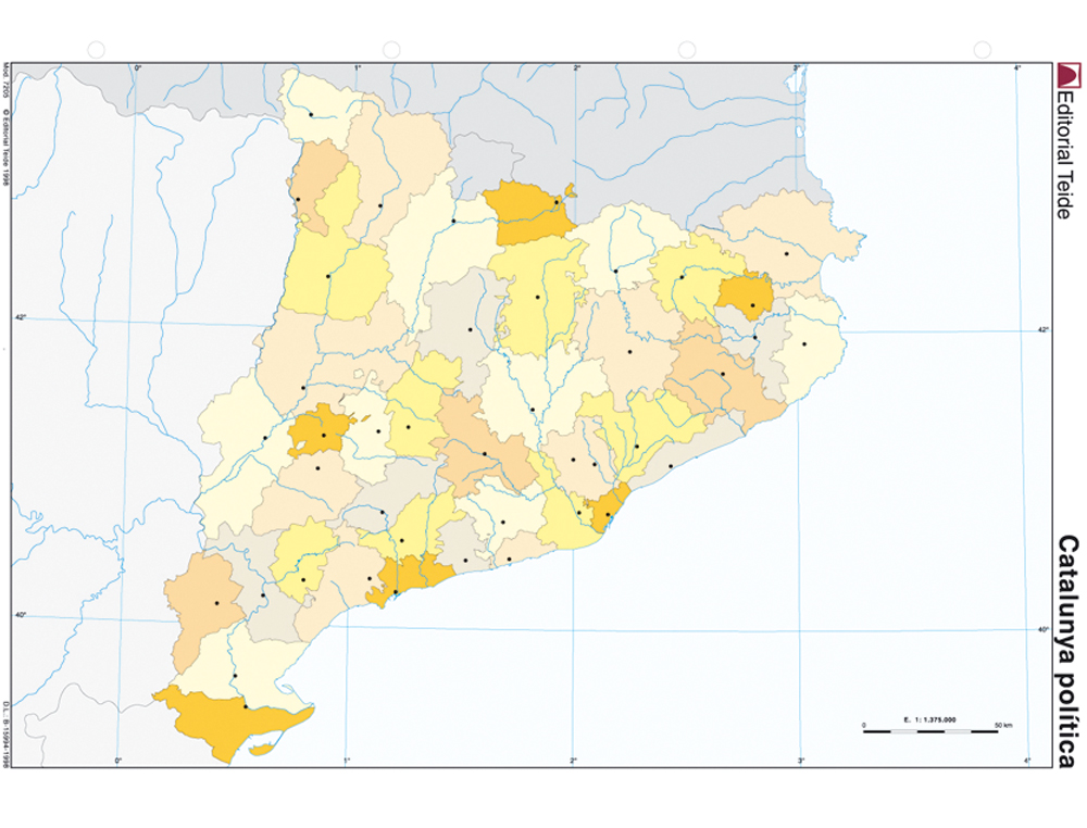 MAPA MUDO COLOR DIN A4 CATALUA POLITICO