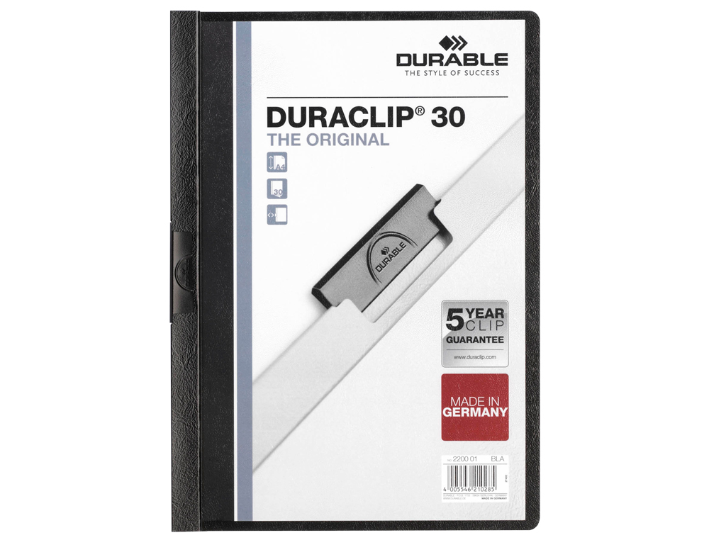 CARPETA DURACLIP DOSSIER PINZA LATERAL NEGRO CAPACIDAD 30 HOJAS