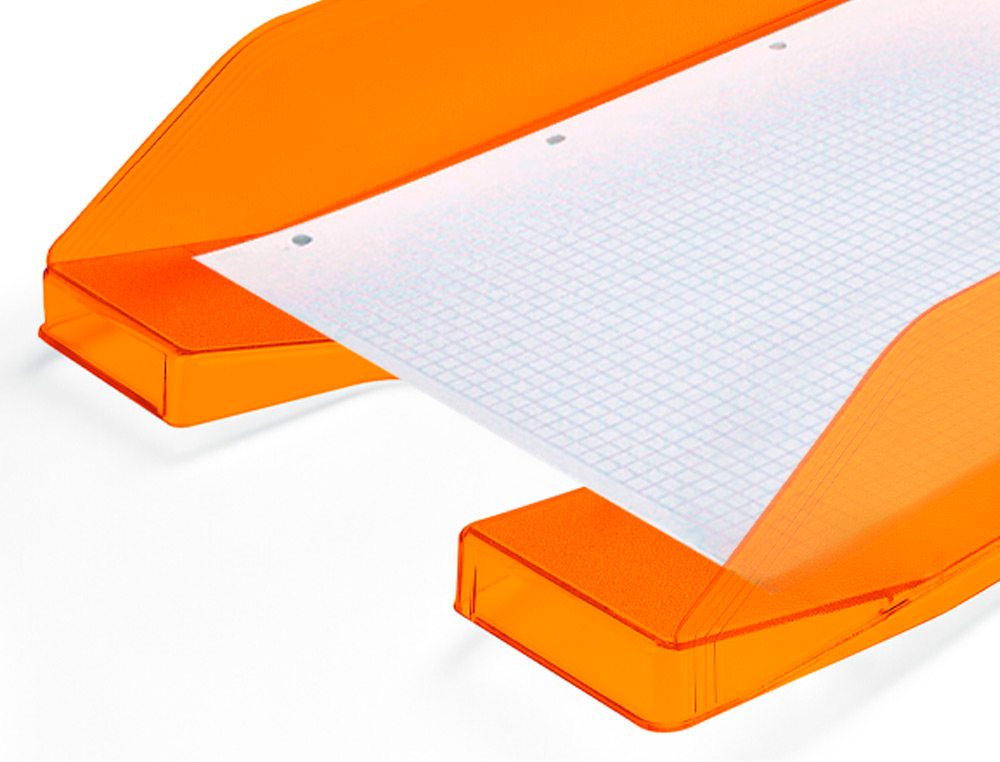 BANDEJA SOBREMESA PLASTICO Q-CONNECT NARANJA TRANSPARENTE 240X70X340 MM