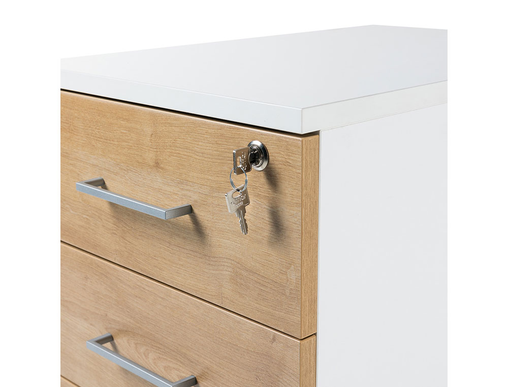 CAJONERA ROCADA CON 3 CAJONES SERIE STORE 60X40X60 CM ACABADO HAYA/HAYA