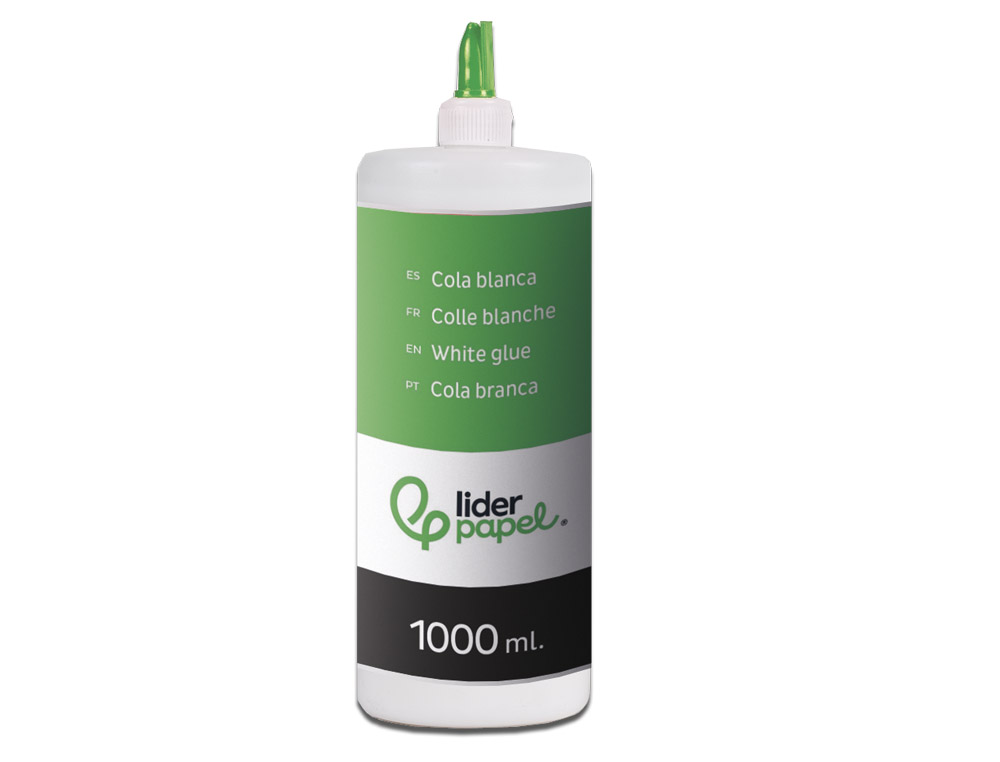 PEGAMENTO COLA BLANCA LAVABLE LIDERPAPEL BOTE DE 1000 ML