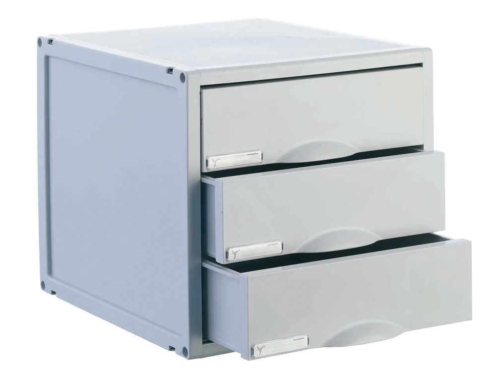 FICHERO CAJONES DE SOBREMESA ARCHISYSTEM 356X316X303 MM 3 CAJONES COLOR GRIS