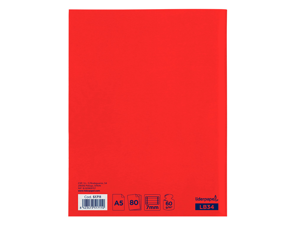 LIBRETA LIDERPAPEL SMART A5 80 HOJAS 60G/M2 HORIZONTAL CON DOBLE MARGEN COLORES SURTIDOS TAPA BLANDA