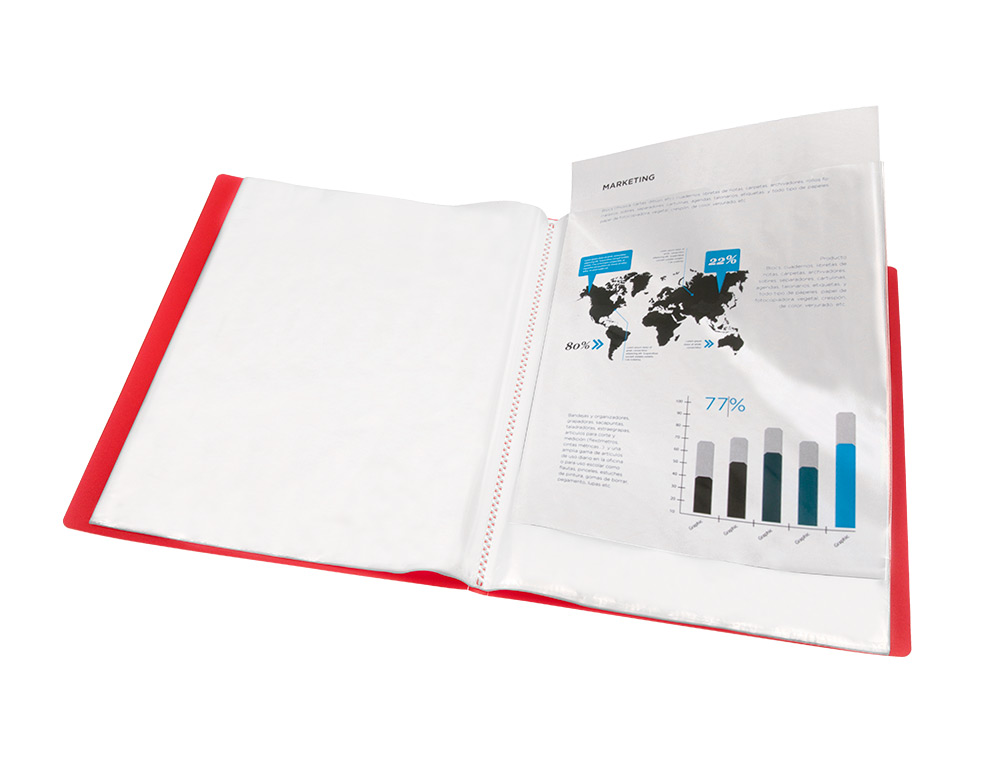 CARPETA LIDERPAPEL ESCAPARATE 47040 20 FUNDAS POLIPROPILENO DIN A4 ROJO TRANSLUCIDO