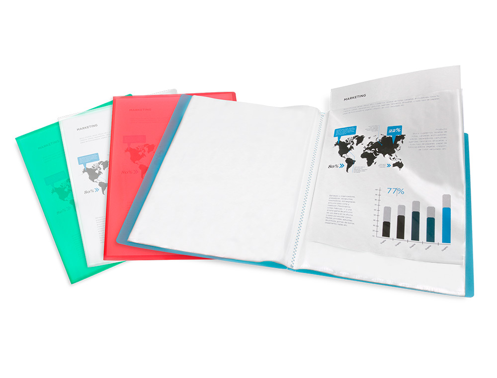 CARPETA LIDERPAPEL ESCAPARATE 47054 40 FUNDAS POLIPROPILENO DIN A4 TRANSPARENTE TRANSLUCIDO