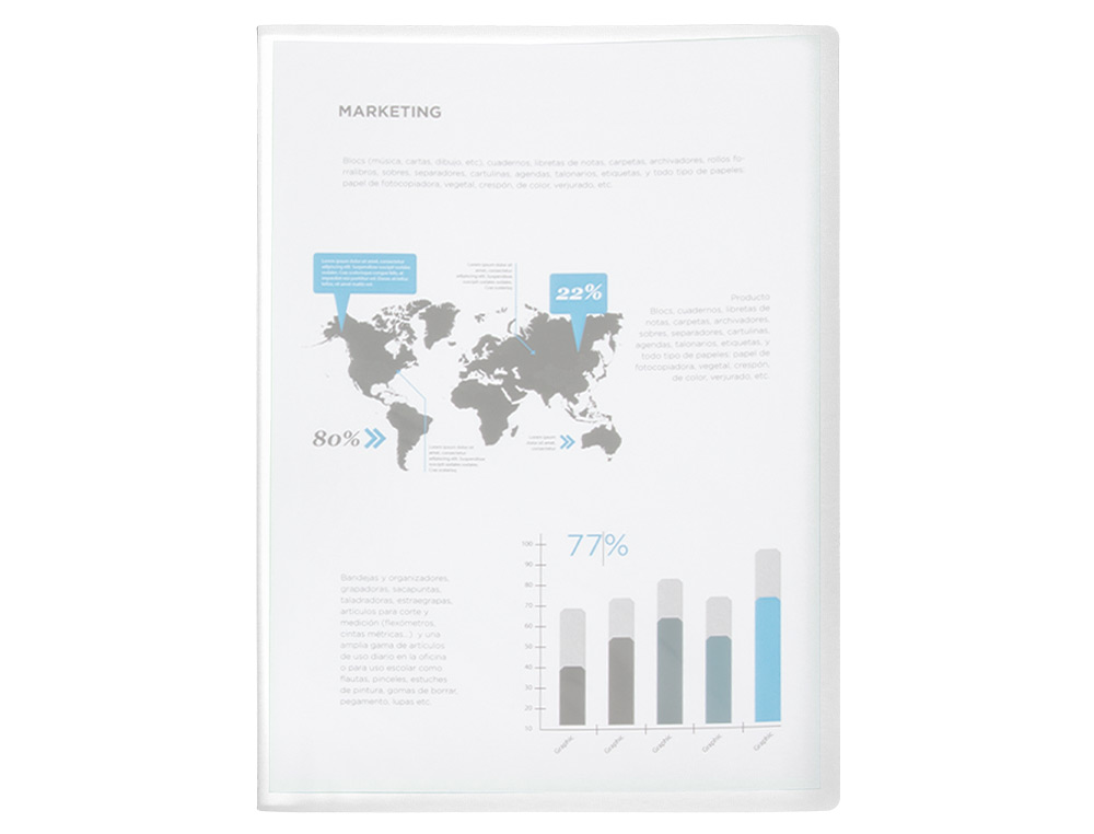 CARPETA LIDERPAPEL ESCAPARATE 47054 40 FUNDAS POLIPROPILENO DIN A4 TRANSPARENTE TRANSLUCIDO