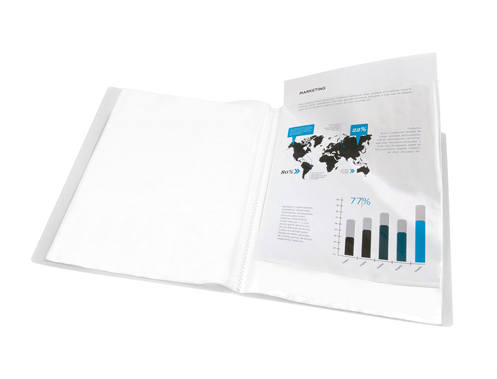 CARPETA LIDERPAPEL ESCAPARATE 47054 40 FUNDAS POLIPROPILENO DIN A4 TRANSPARENTE TRANSLUCIDO
