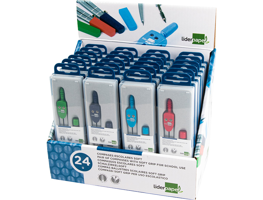 COMPAS LIDERPAPEL CON MANGO EXTRA SOFT COLORES SURTIDOS