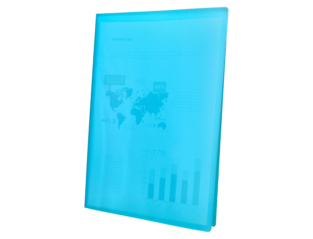 CARPETA LIDERPAPEL ESCAPARATE 47492 30 FUNDAS POLIPROPILENO DIN A4 AZUL TRANSLUCIDO
