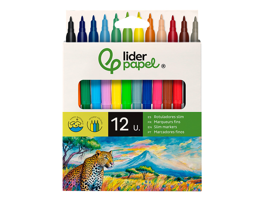 ROTULADOR LIDERPAPEL SLIM CAJA DE 12 UNIDADES COLORES SURTIDOS