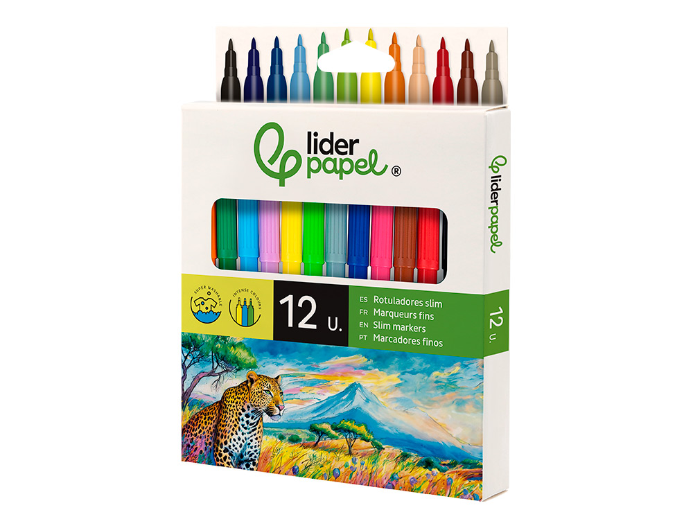 ROTULADOR LIDERPAPEL SLIM CAJA DE 12 UNIDADES COLORES SURTIDOS